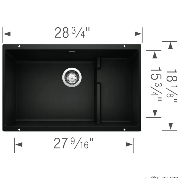 Precis Cascade 1.5 Bowl Undermount Silgranit Sink | Coal Black & Blanco - Image 2