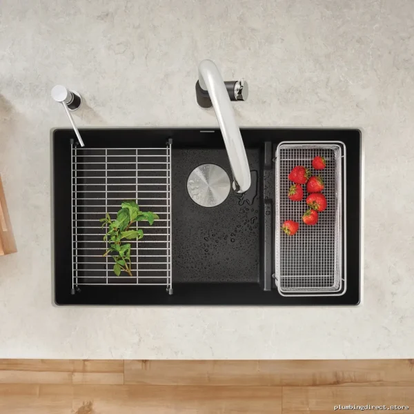 Precis Cascade 1.5 Bowl Undermount Silgranit Sink | Coal Black & Blanco - Image 3