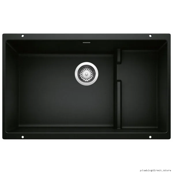 Precis Cascade 1.5 Bowl Undermount Silgranit Sink | Coal Black & Blanco
