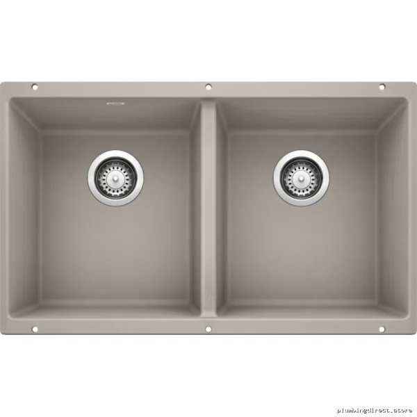 Precis U 2 Bowl Durable Silgranit Undermount Sink - Concrete Gray