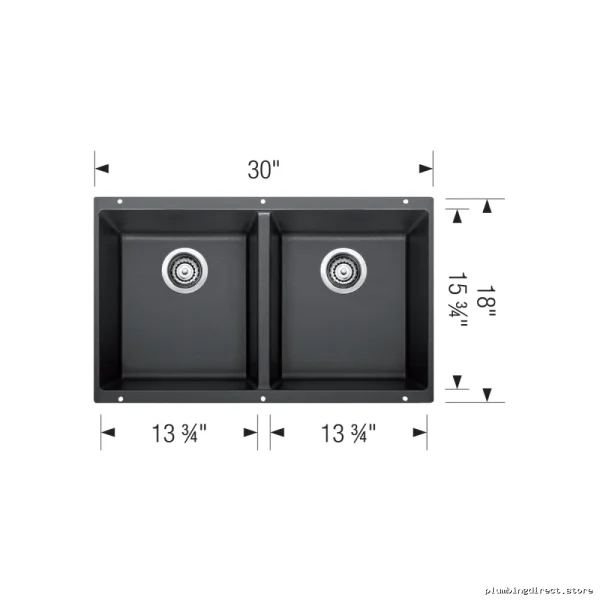 Precis U 2 Bowl Durable Silgranit Undermount Sink - Concrete Gray - Image 2
