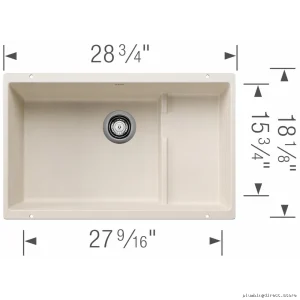Precis Cascade 1.5 Bowl Undermount Silgranit Sink - Soft White Durable Modern Design 402883