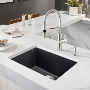 PrecisU Single-24 Inclined Mount Composite Kitchen Sink – Durable Anthracite Design
