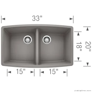 Premium Blanco Gray Dual Bowl Silgranit Kitchen Sink
