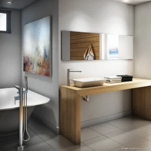 Premium Chrome Floor Tub Filler with Handheld Shower by Grafik