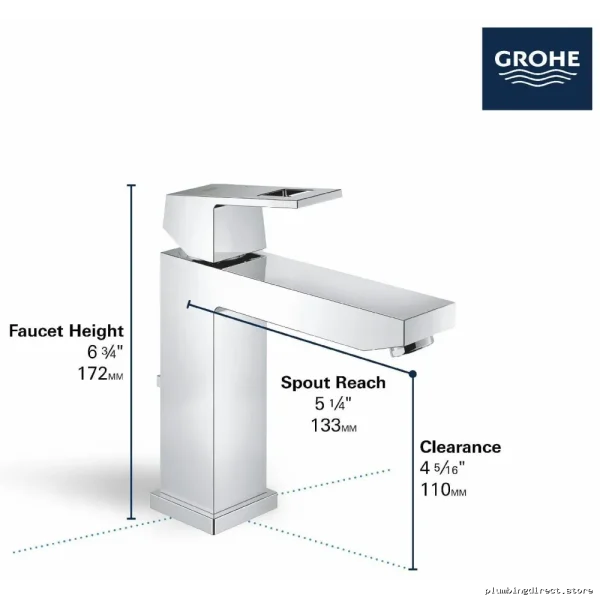 Premium Grohe Eurocube Bathroom Faucet Cool Sunrise - Image 3