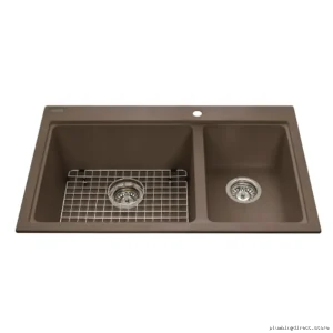 Premium Oyster Granite 1.5 Bowl Drop-In Kitchen Sink