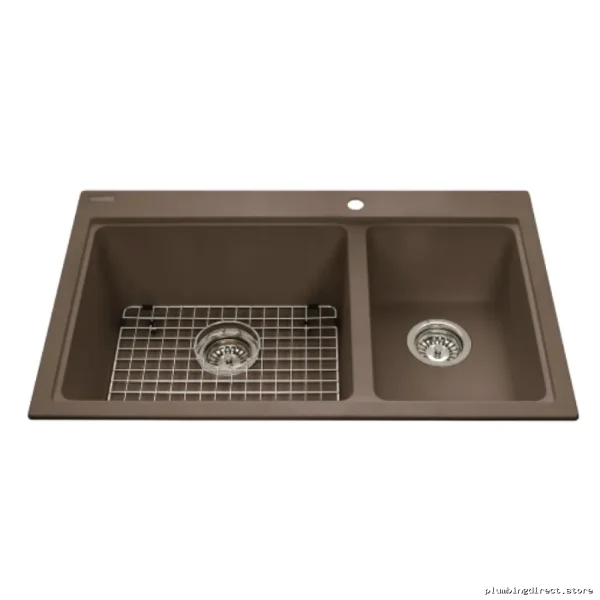Premium Oyster Granite 1.5 Bowl Drop-In Kitchen Sink