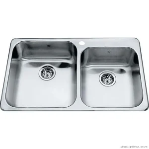 1-Hole 2-Basin Drop-In Premium Stainless Steel Kitchen Sink QCM2033-8-1 by Kindred
