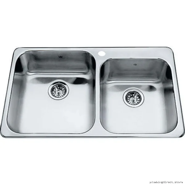 1-Hole 2-Basin Drop-In Premium Stainless Steel Kitchen Sink QCM2033-8-1 by Kindred