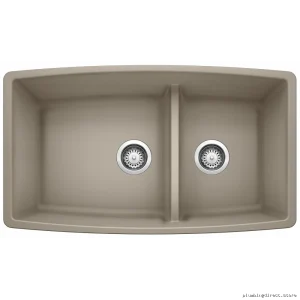 Premium Undermount Kitchen Sink Silgranit Performa U 1.75 Bowl Truffle 401188 Blanco