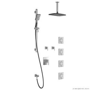 Premium Vertical Ceiling Mount Thermostat Shower System - Grafik Black Chrome