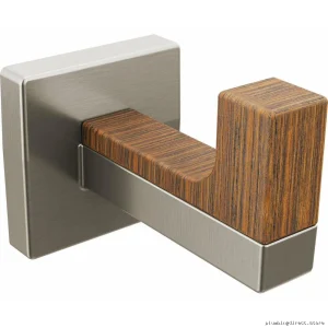 Premium Wright Design Nickel Teak Wood Coat Hook