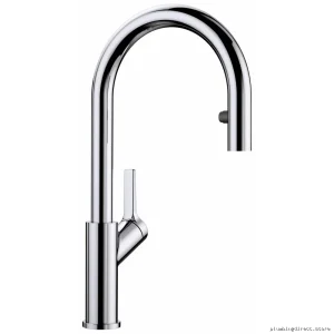 Urbena Modern Kitchen Faucet w/ Pull-Down Spray - Chrome Finish 526390 Blanco