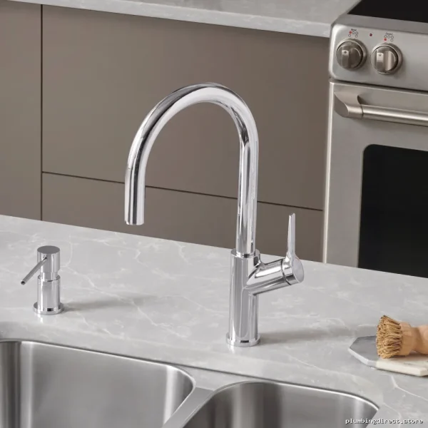 Urbena Modern Kitchen Faucet w/ Pull-Down Spray - Chrome Finish 526390 Blanco - Image 2