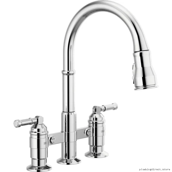 Pulldown Spray Bridge Kitchen Faucet - Chrome 2390L-DST Delta - Image 3