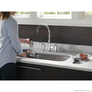 Pulldown Spray Bridge Kitchen Faucet - Chrome 2390L-DST Delta