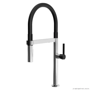 Pullout Spray Kitchen Faucet with Diverter Valve & PVC Hose - Black/Chrome Kalia KF1751-150