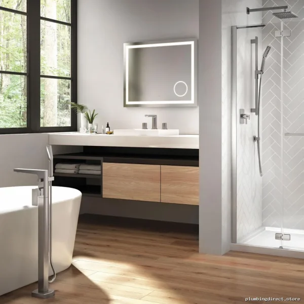 Pure Nickel Floor-Mounted Tub Fillerset w/Handshower