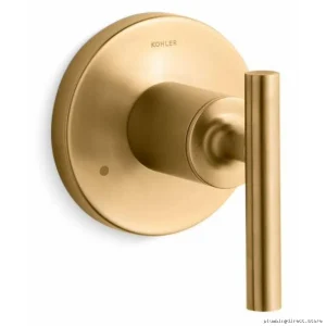 Purist Transfer Valve Trims with Lever Handle - Vibrant Brushed Modern Brass T