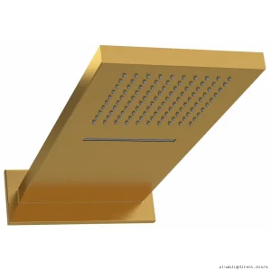 Rain Cascade Flow Rectangle Showerhead - Brushed Gold Design