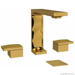 Reflet Low-Flow Widespread Bathroom Faucet with Lever Handles for Easy Use - Brushed Gold RF08BG RIOBEL