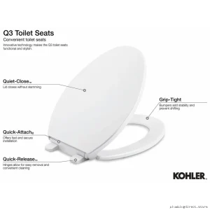 Reveal Soft-Close Elongated Toilet Lid in White for Kohler #4k Models