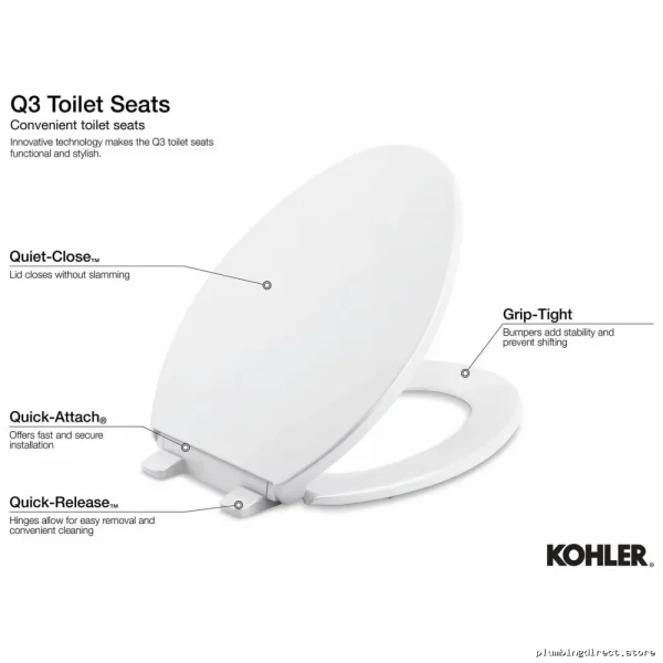 Reveal Soft-Close Elongated Toilet Lid in White for Kohler #4k Models