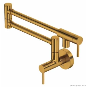 RIOBEL AZ900BG High Arc Brushed Gold Pot Filler for Kitchen