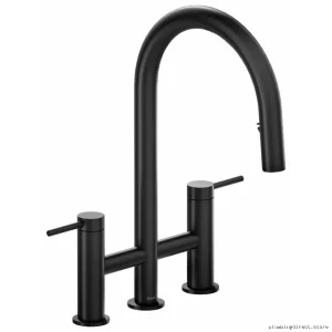 Black Bridge Kitchen Faucet with Pull-Down Spray - RioBel AZ400BK Professional Grade