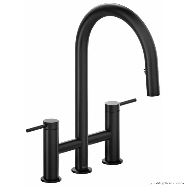 Black Bridge Kitchen Faucet with Pull-Down Spray - RioBel AZ400BK Professional Grade