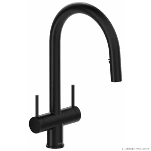 Azure 2-Handle Kitchen Faucet with Pulldown Spray | RIOBEL Black AZ801BK