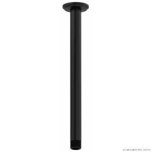 RioBel 12-Inch Black Ceiling Mount Shower Arm with Round Flange
