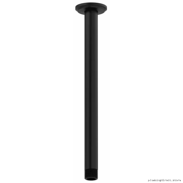 RioBel 12-Inch Black Ceiling Mount Shower Arm with Round Flange
