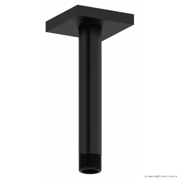 RioBel Black 518BK 6-Inch Square Escutcheon Ceiling Mount Shower Arm