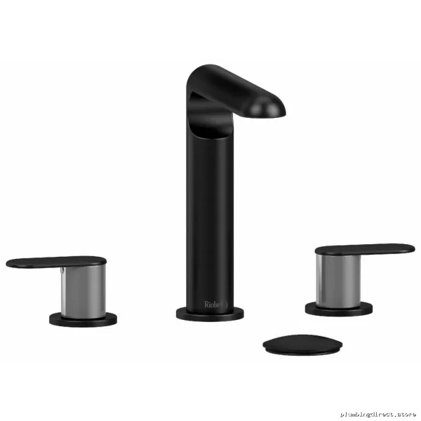 RIOBEL Black & Chrome Widespread Bathroom Sink Faucet CI08BKC