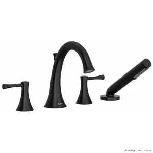Black Lever Handle Deck Mount Tub Filler (4-Hole) - RIOBEL ED12LBK