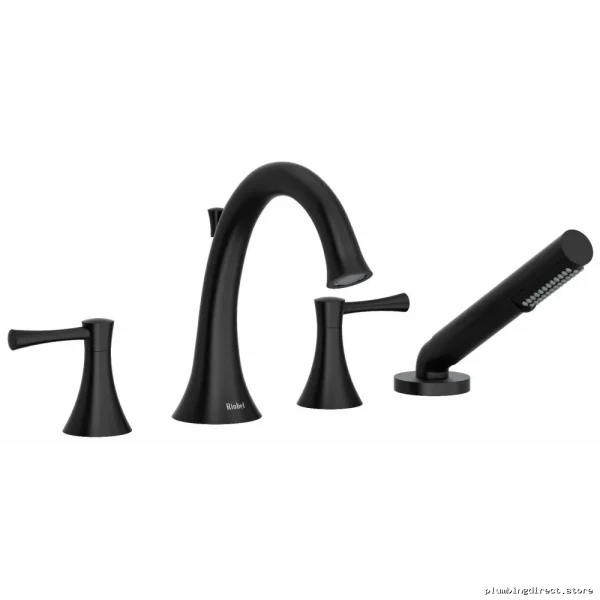 Black Lever Handle Deck Mount Tub Filler (4-Hole) - RIOBEL ED12LBK