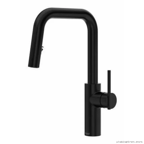 Riobel Black Kitchen Faucet - Pulldown Spray & U-Spout LTSQ201BK