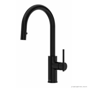 RIOBEL Black Lateral Kitchen Faucet with Single Pulldown Spray for Easy Cooking - LT101BK