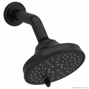 RIOBEL Black Round Shower Head with Adjustable Arm 2 Spray Modes 356BK