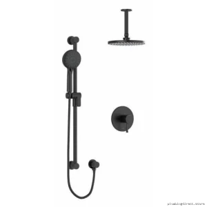 RioBel Black Edge Shower Faucet Trim Kit with Ceiling Mounted Arm TKIT323EDTMBK-6
