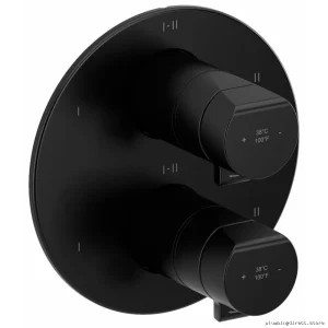RioBel Black Thermostatic Shower Valve Trim with 6 Functions TPB46BK