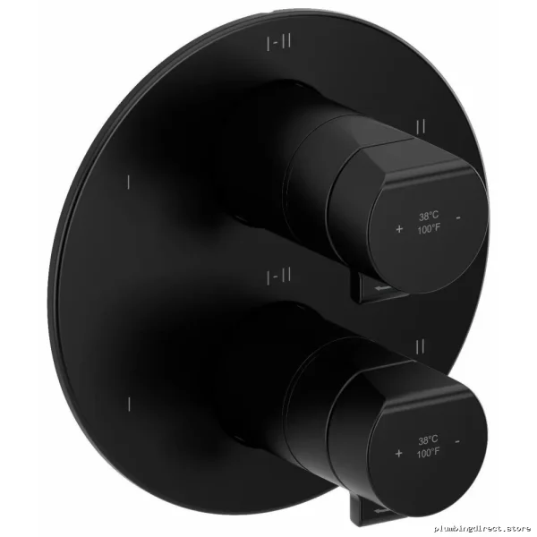 RioBel Black Thermostatic Shower Valve Trim with 6 Functions TPB46BK