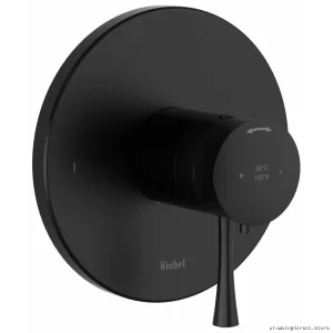 RioBel Black Thermostatic Valve Trim - 2-Function Edge Design for Precise Control