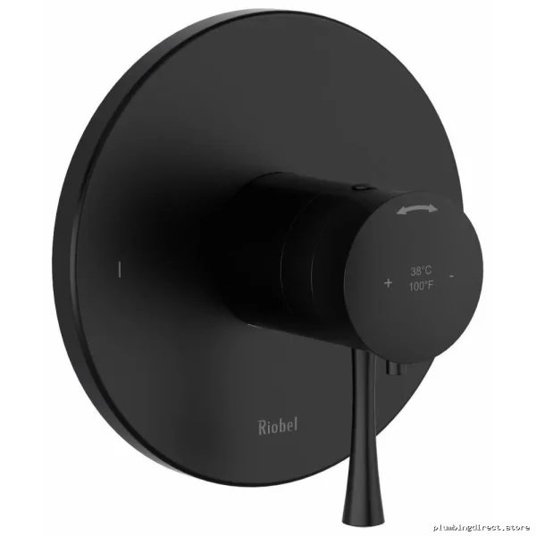 RioBel Black Thermostatic Valve Trim - 2-Function Edge Design for Precise Control
