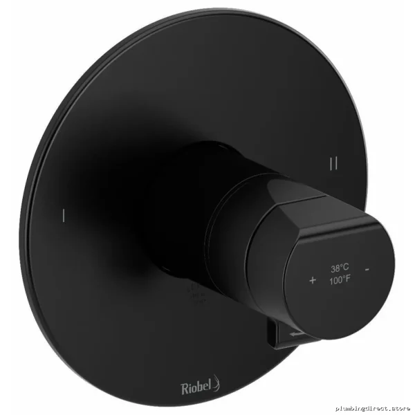 RioBel Black 2-Function Thermostatic Valve Trim