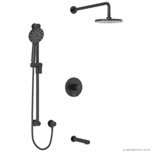 RIOBEL Tub & Shower Faucet Trim Kit in Black - Modern Design, Easy Install