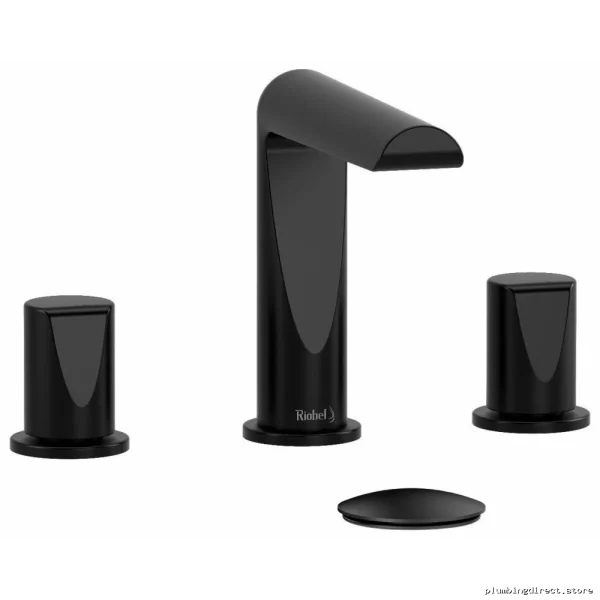 RioBel Widespread Bathroom Faucet, Black, 1.2 GPM Low-Flow with Durable Knob Handles - PB08BK