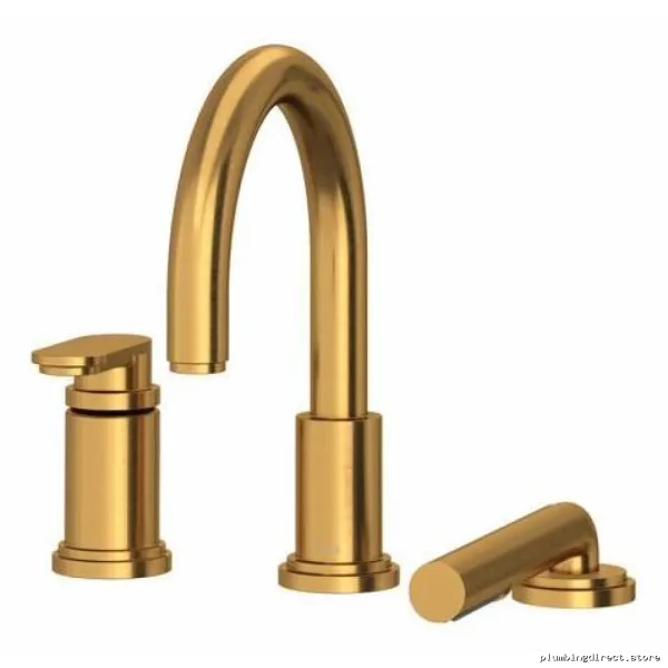 RioBel Brushed Gold 3-Hole Deck Mount Bath Tub Filler Trim Set Arca Model